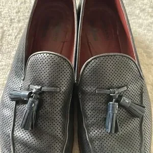 Neiman Marcus Perforated Leather Tassel Loafer Blue, Size 9 Neiman Marcus | Shoes | Neiman Marcus Perforated Leather  main image 3